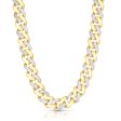 14K Gold 11.5mm Alternating White Pave Lite Miami Cuban Fashion