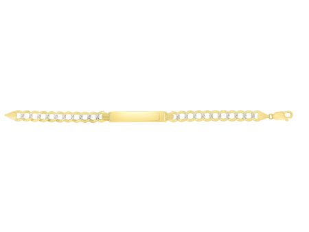 14K Gold 10mm Pave Curb ID Bracelet For Sale