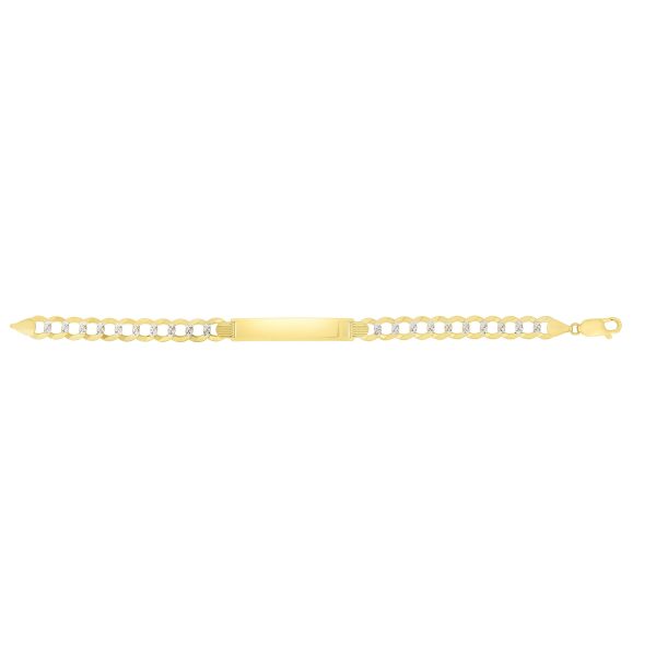 14K Gold 10mm Pave Curb ID Bracelet For Sale