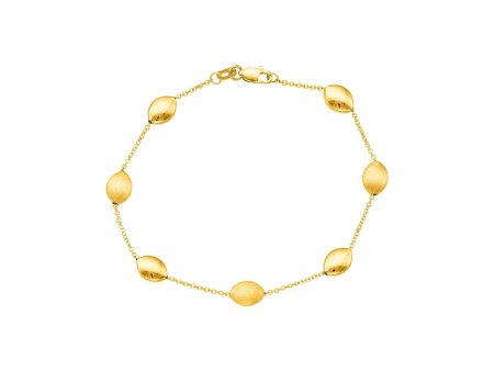 14K Tri-color Gold Satin Pebble Strand Bracelet Discount