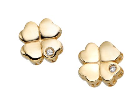 14K Gold .01ct Diamond Clover Stud Earring Cheap