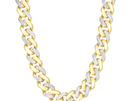 14K Gold 11.5mm 24   Alternating White Pave Lite Miami Cuban Online Sale