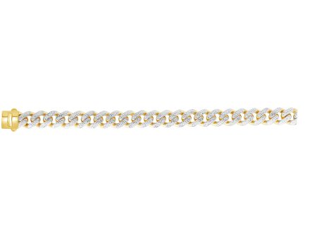 14K Gold 13.5mm White Pave Lite Miami Cuban Supply