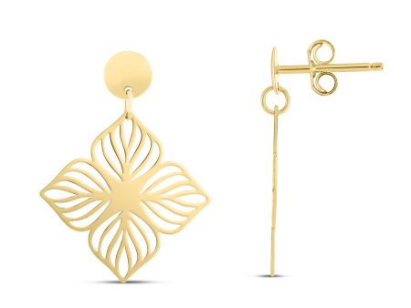 14K Flower Cutout Drop Earrings Online Hot Sale