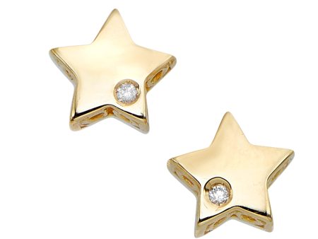 14K Gold .01ct Diamond Star Stud Celestial Earring For Discount