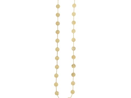 14K Gold Hammered Disc Long Necklace Discount