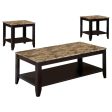 Flores Brown 3 Pc Coffee Table Set Fashion