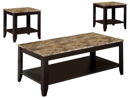 Flores Brown 3 Pc Coffee Table Set Fashion