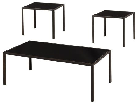 Brock Black 3 Pc Coffee Table Set Hot on Sale