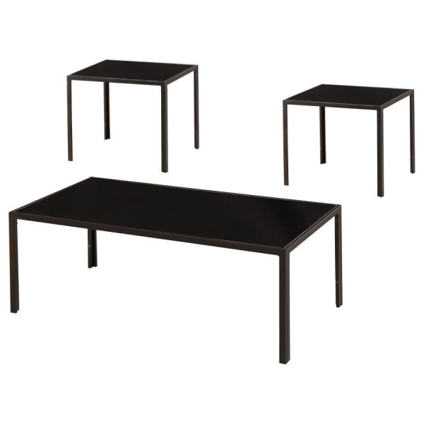 Brock Black 3 Pc Coffee Table Set Hot on Sale