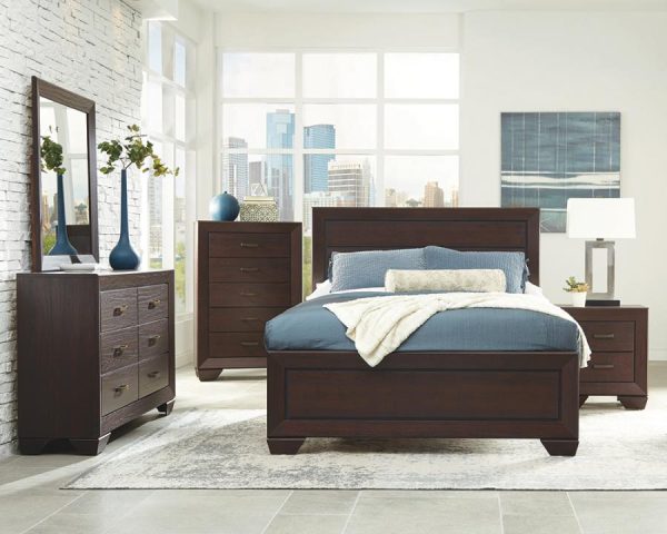 Kauffman Brown Eastern King Bed 4 Pc Set For Cheap