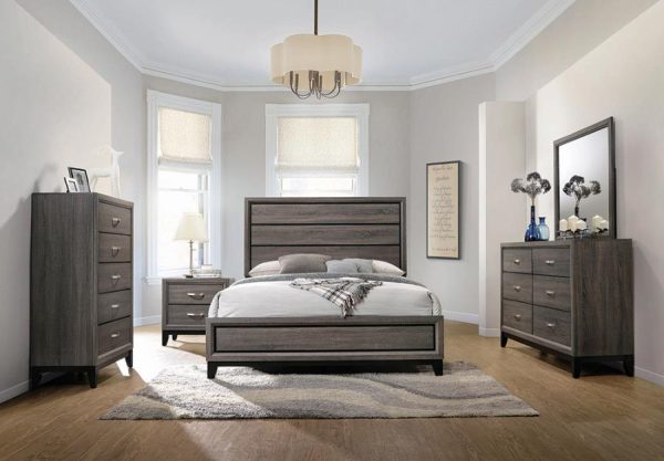 Watson Grey Eastern King Bed 5 Pc Set For Sale