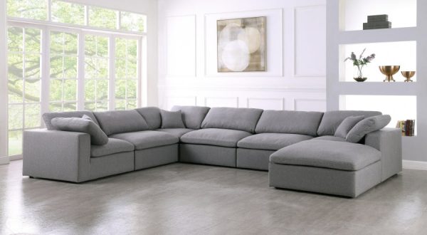 Serene Linen Deluxe Modular Down Filled Cloud-Like Comfort Overstuffed Reversible Sectional Cheap