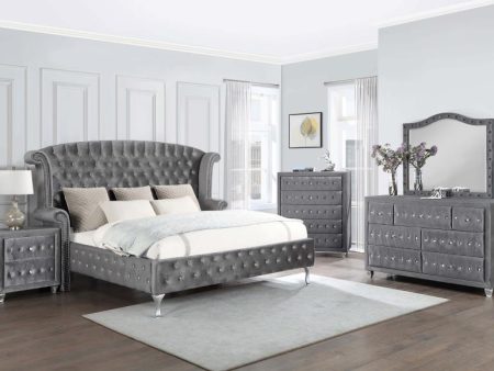 Deanna Grey Eastern King Bed 5 Pc Set For Cheap