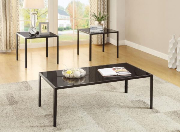 Brock Black 3 Pc Coffee Table Set Hot on Sale