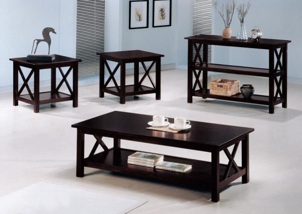 Rachelle Brown 3 Pc Coffee Table Set For Discount