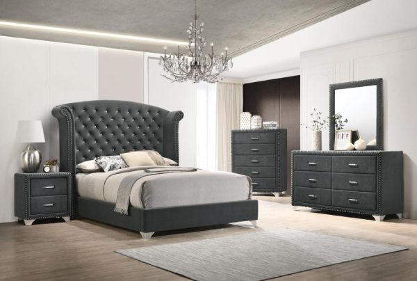 Melody Grey Queen Bed For Cheap