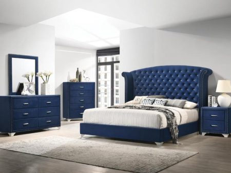 Melody Blue Eastern King Bed 5 Pc Set For Cheap