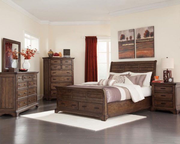 Elk Grove Brown Eastern King Storage Bed Fashion