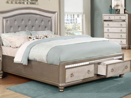 Bling Game Silver Eastern King Storage Bed For Discount