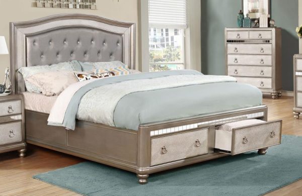 Bling Game Silver Eastern King Storage Bed For Discount