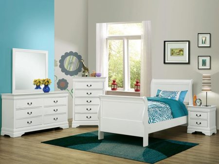 Louis Philippe White Twin Bed 5 Pc Set Discount