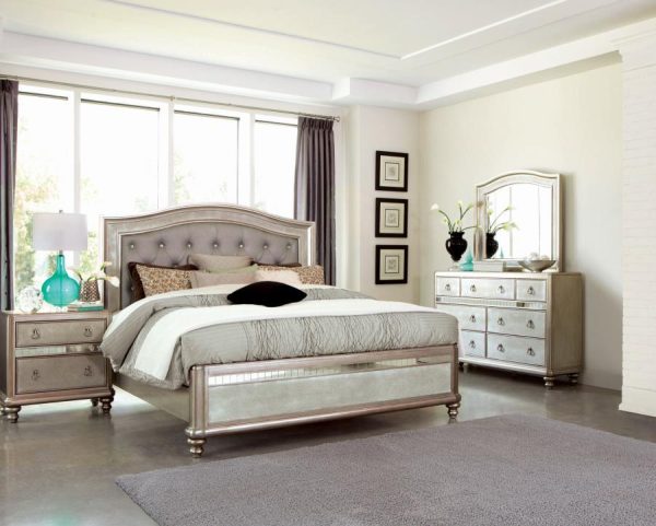 Bling Game Silver California King Bed 4 Pc Set on Sale