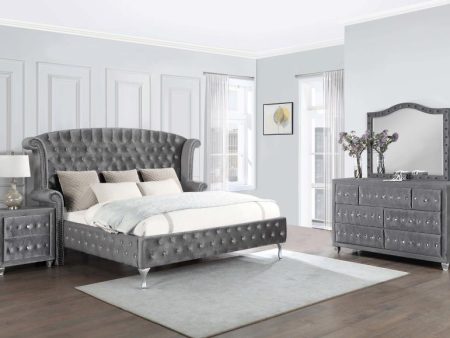 Deanna Grey Queen Bed 4 Pc Set Fashion