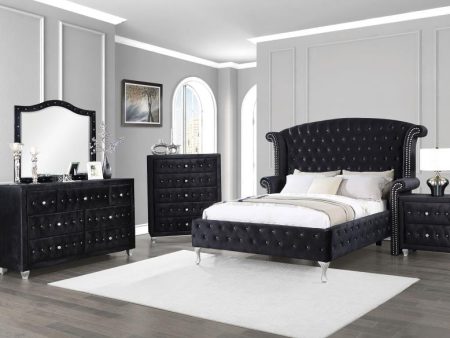 Deanna Black Queen Bed 5 Pc Set For Discount