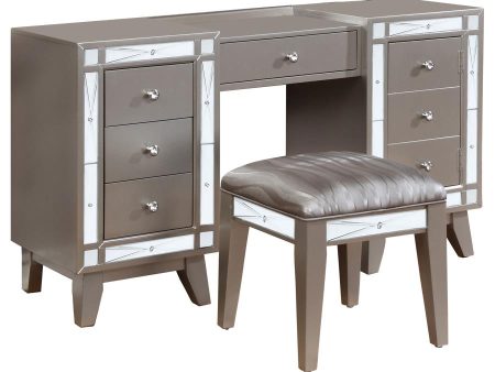 Leighton Silver Vanity Table & Stool Cheap