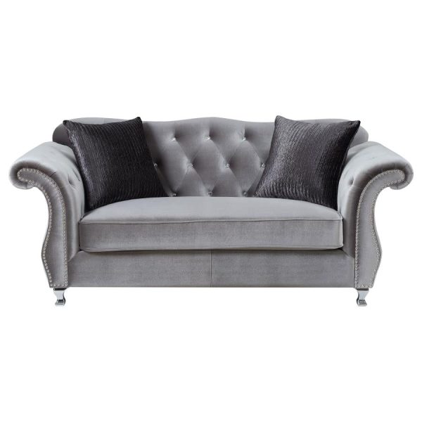 Frostine Silver 2 Pc Sofa Set For Sale