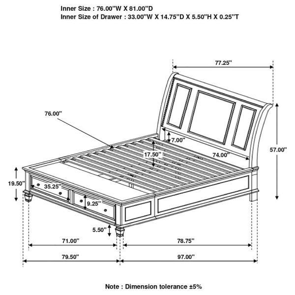 Sandy Beach Black Eastern King Storage Bed Online