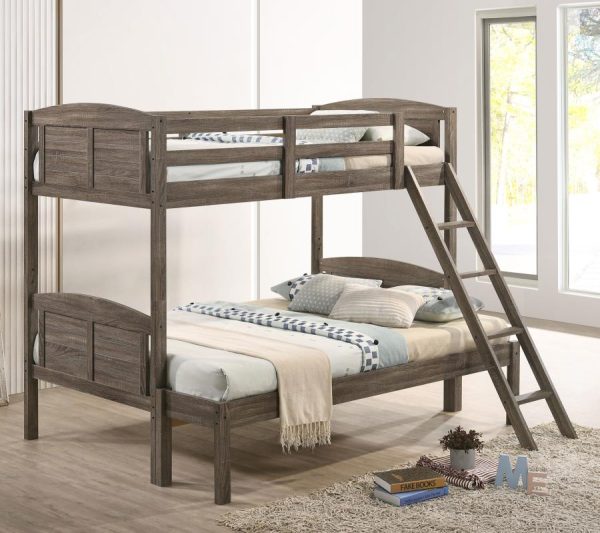 Flynn Brown Twin   Full Bunk Bed Cheap