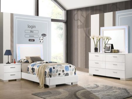 Felicity White Twin Bed 4 Pc Set For Sale