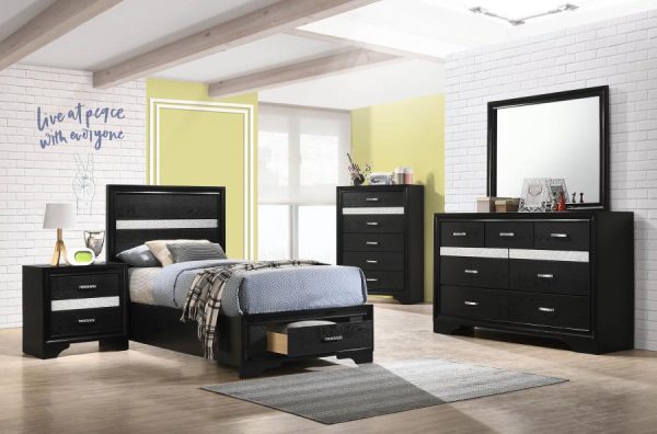 Miranda Black Twin Bed 3 Pc Set For Discount