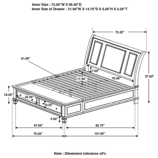 Sandy Beach Black California King Storage Bed Cheap