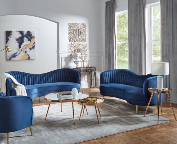 Sophia Blue 3 Pc Sofa Set Hot on Sale