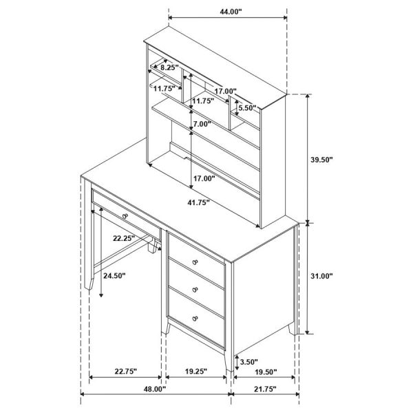 Selena Ivory Computer Desk W  Hutch Supply