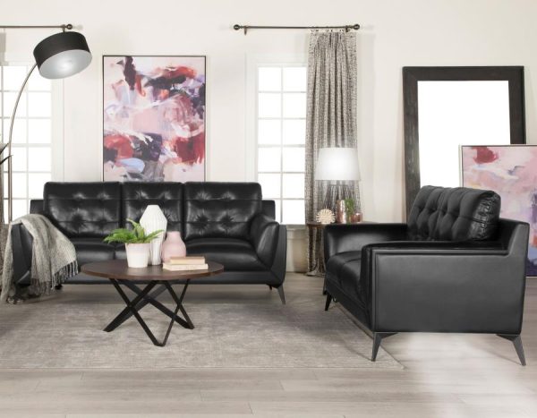 Moira Black 2 Pc Sofa Set Fashion