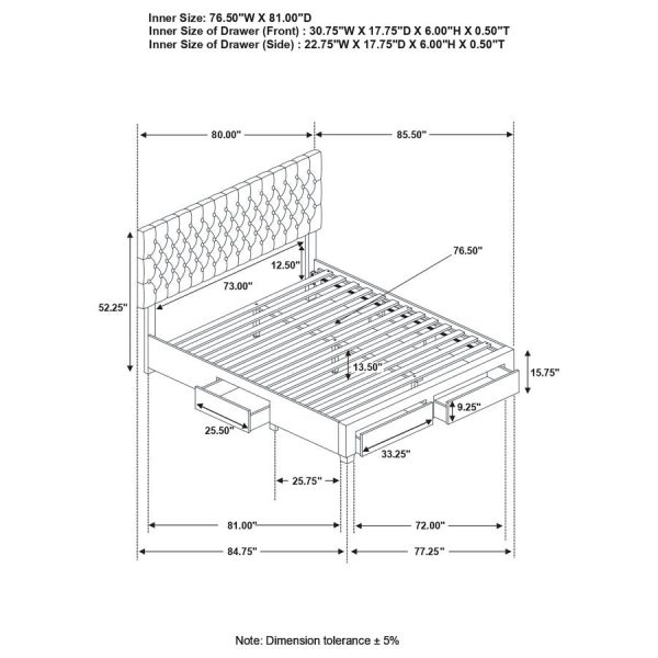 Soledad Grey Eastern King Storage Bed Supply