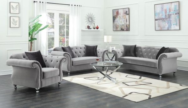 Frostine Silver 3 Pc Sofa Set Hot on Sale