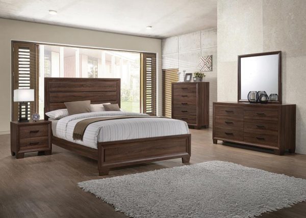 Brandon Brown Queen Bed 5 Pc Set Discount