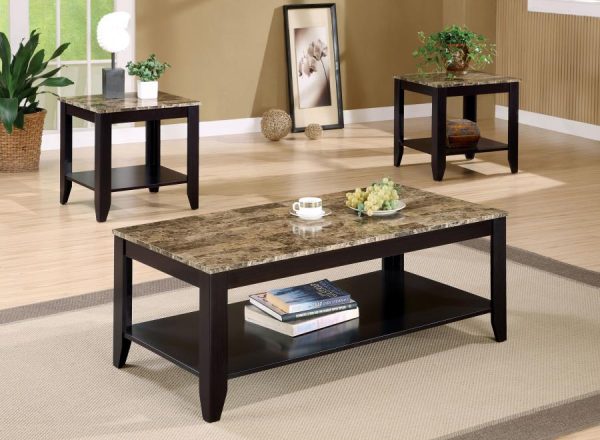 Flores Brown 3 Pc Coffee Table Set Fashion