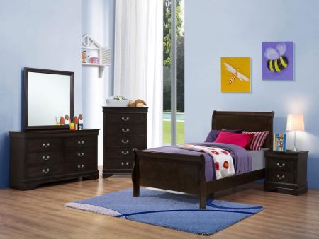 Louis Philippe Brown Twin Bed 5 Pc Set Sale