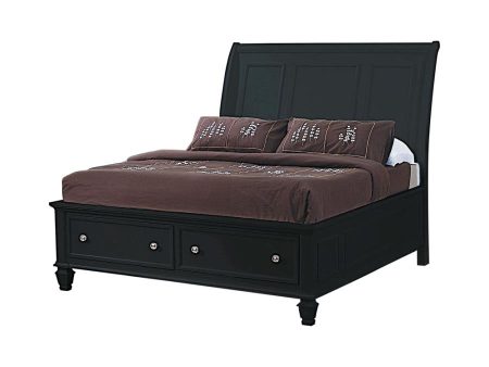 Sandy Beach Black California King Storage Bed Cheap