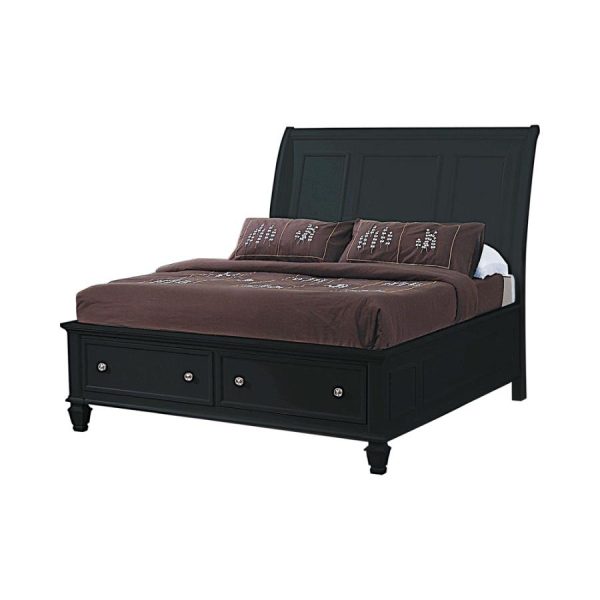 Sandy Beach Black California King Storage Bed Cheap