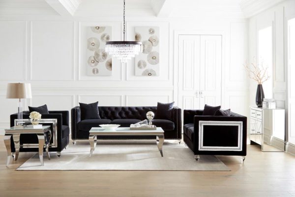 Delilah Black 3 Pc Sofa Set Online now