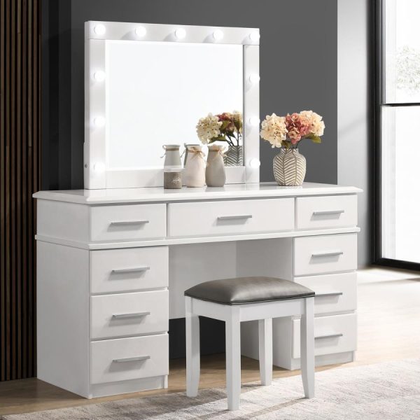 Felicity White Vanity Stool on Sale