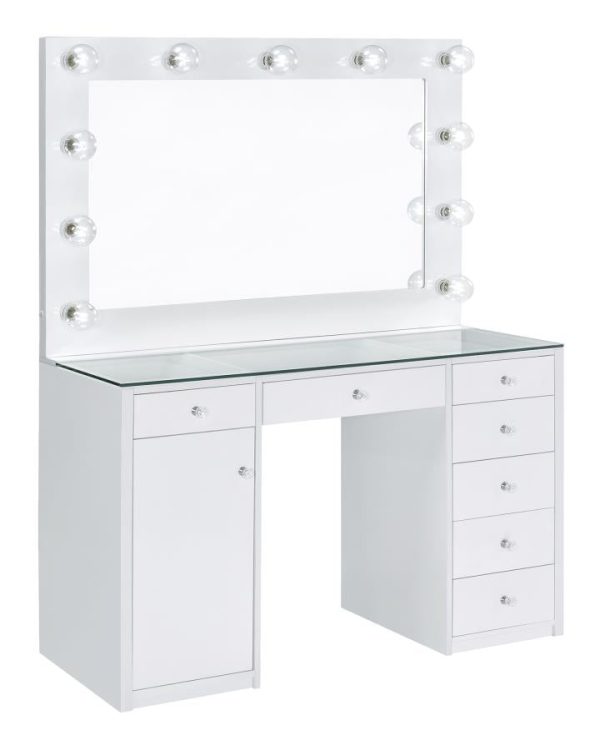 Percy White Vanity Table & Mirror Online now