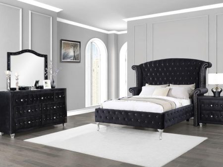 Deanna Black Eastern King Bed 4 Pc Set Supply